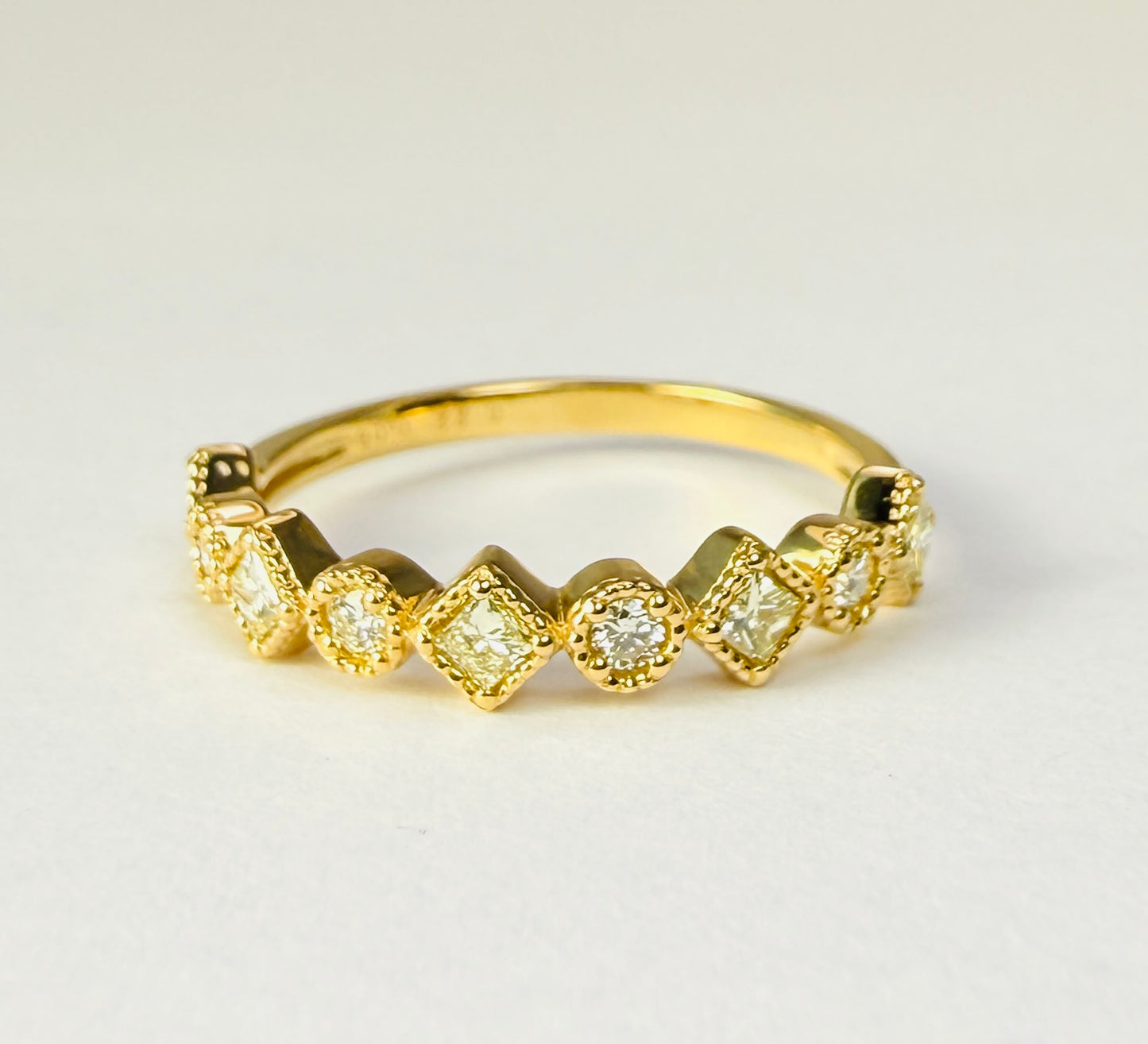 K18 ミルグレインハーフエタニティリング