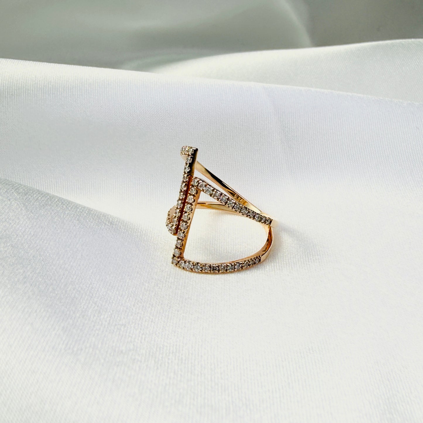 K18PG ダイヤモンド オープンデザインリング