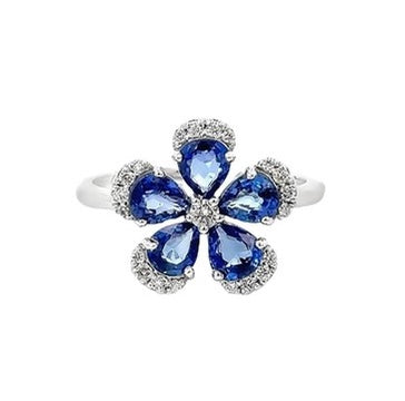 K18WG サファイア × ダイヤモンド フラワーリング