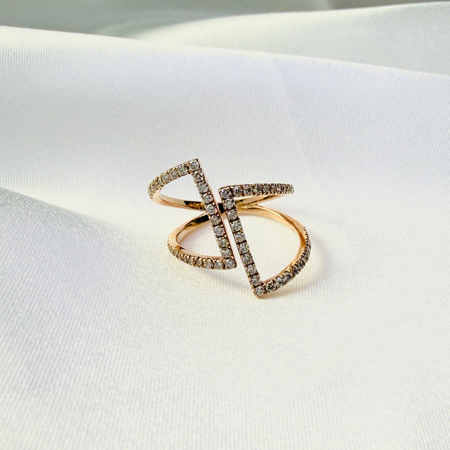 K18PG ダイヤモンド　オープンデザインリング