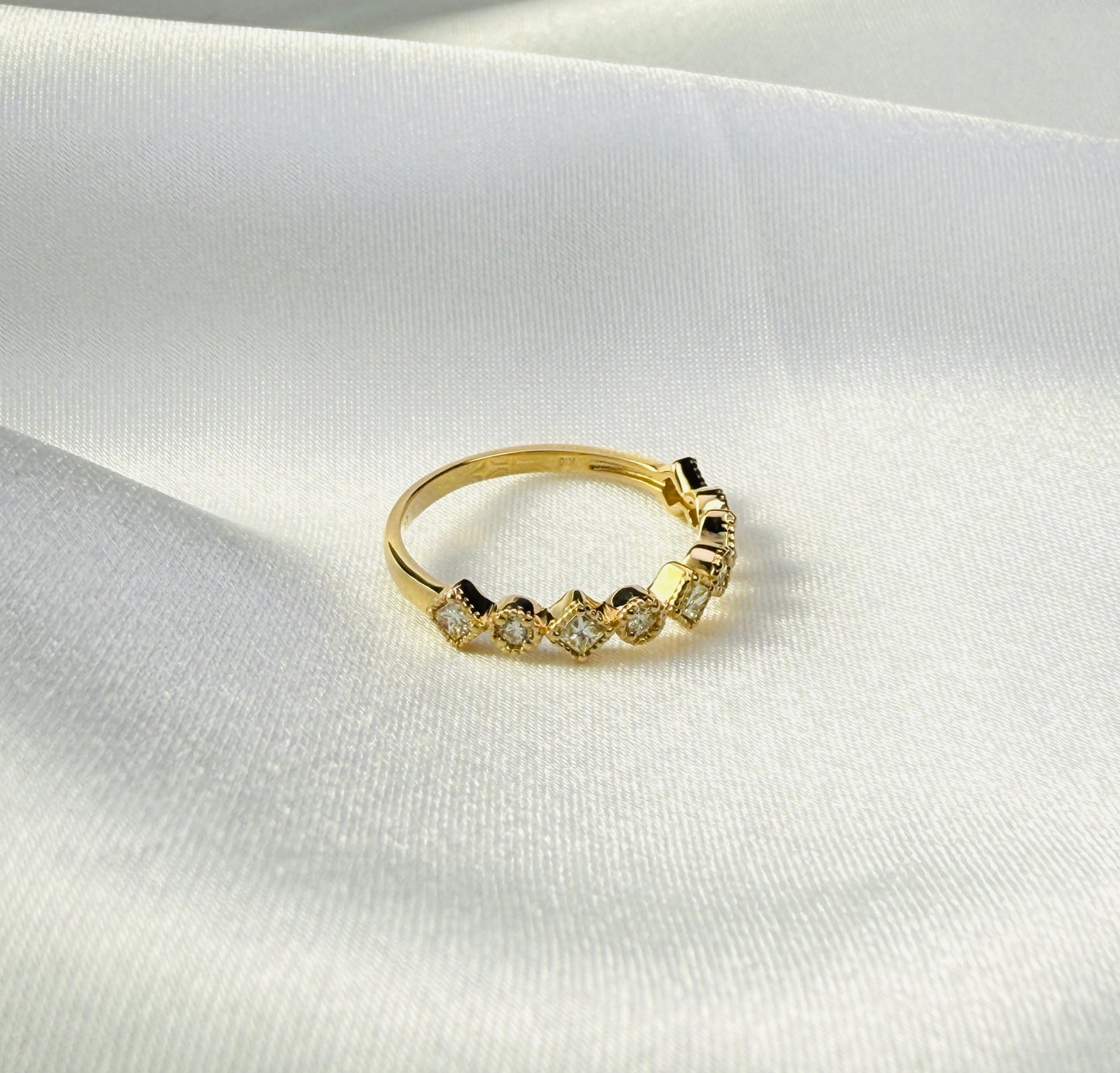 K18　ミルグレインハーフエタニティリング