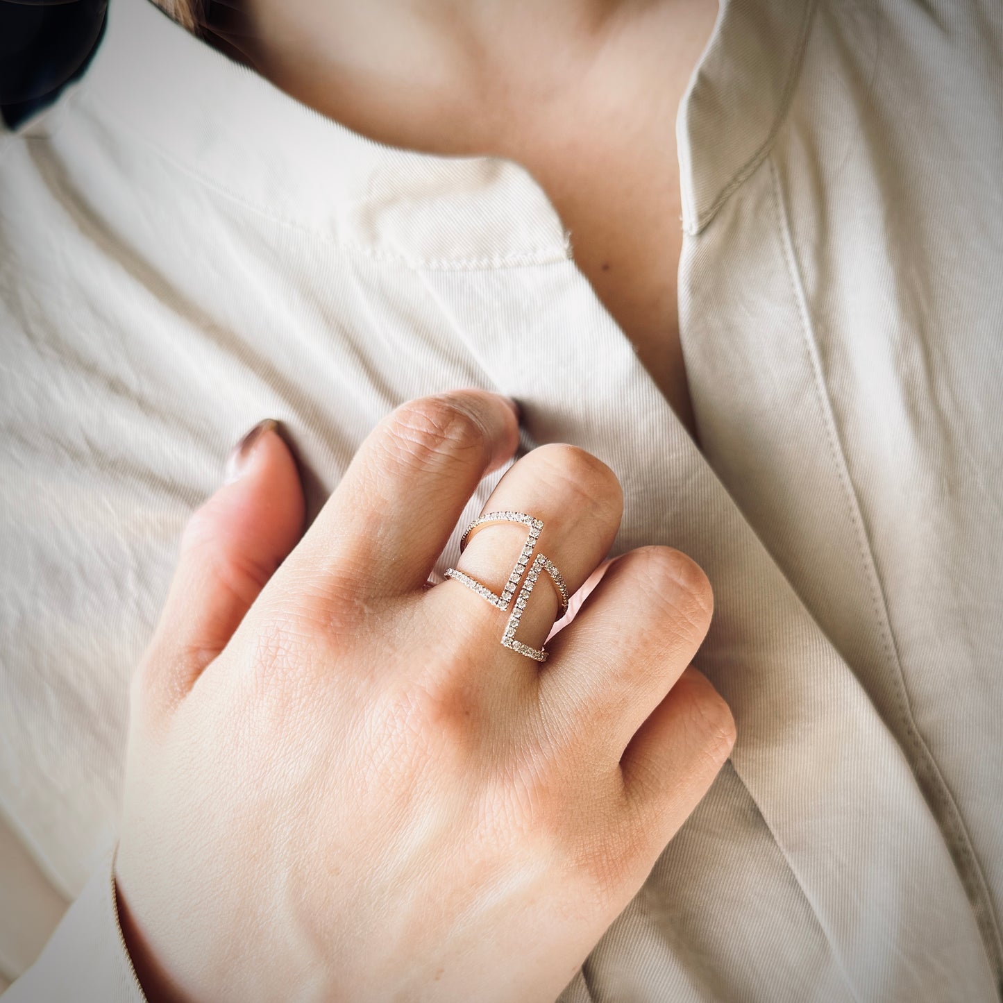 K18PG ダイヤモンド　オープンデザインリング